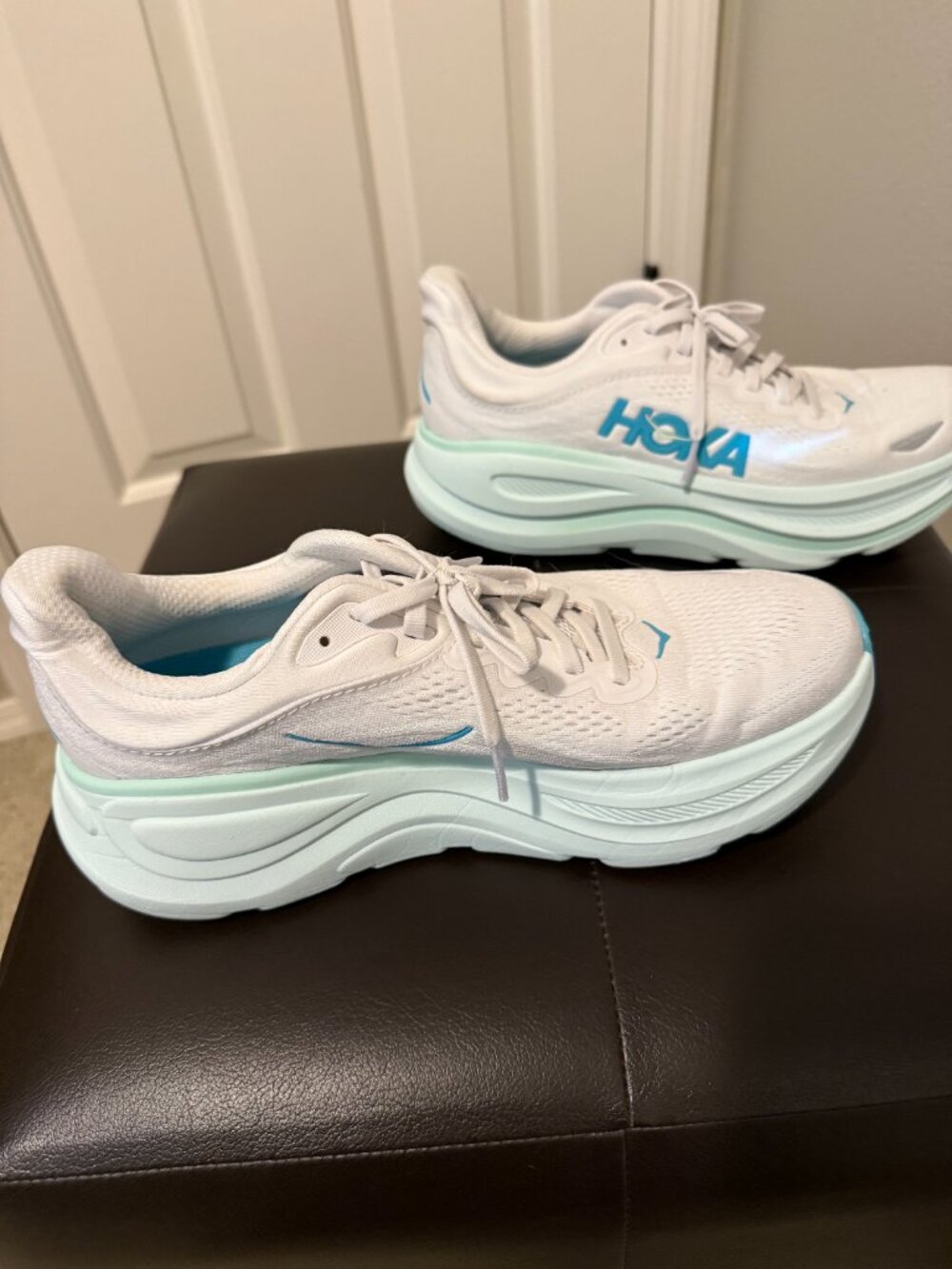 HOKA Bondi 9 Running Shoes White/Aqua Women's Size 9 US